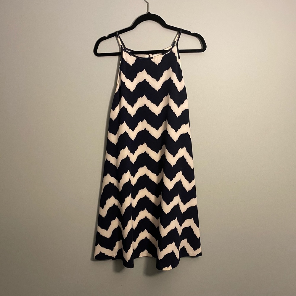 NY & Co navy and white swing dress